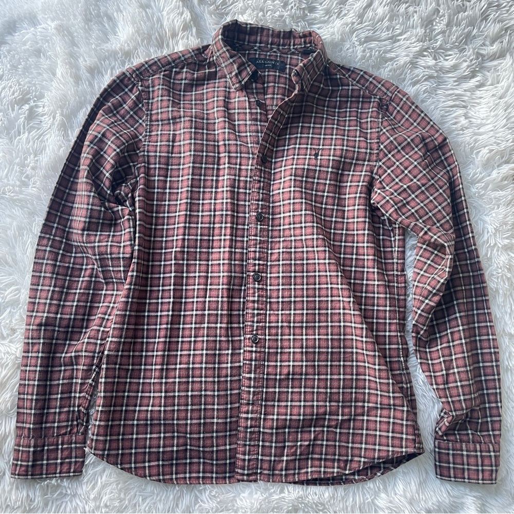 All Saints Plaid Button Down Shirt